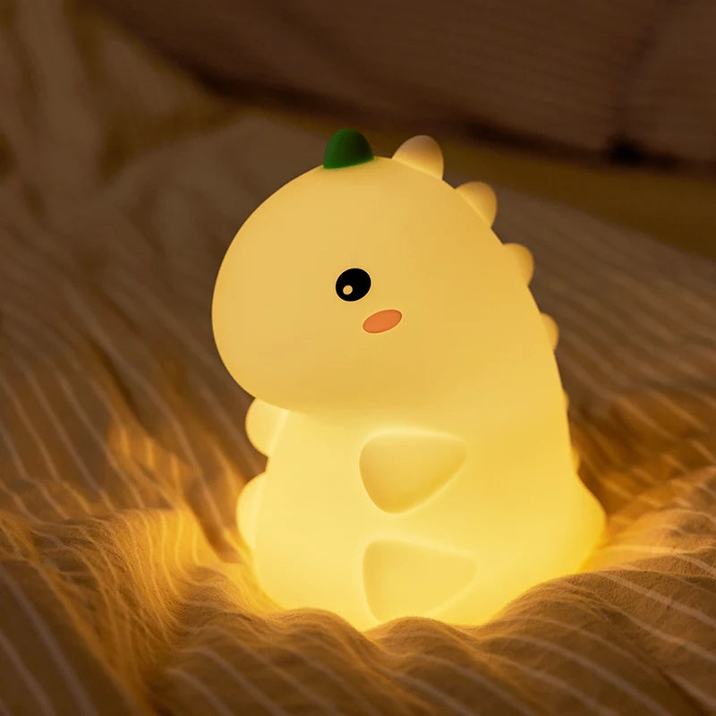Cute Panda Silicone Patting Lamp Rechargeable Timing LED Night Light For Bedroom Bedside Room Decoration Kids Boys Birthday Gift Peaceful Pleasures Health and Wellness Cute Dinosaur