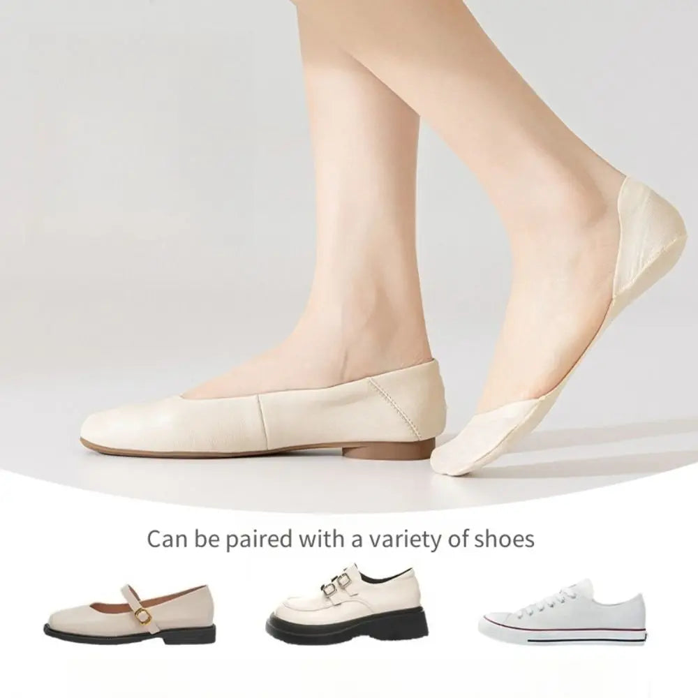 Women's Invisible No-Show Boat Socks 3-Pack | Anti-Slip Cotton