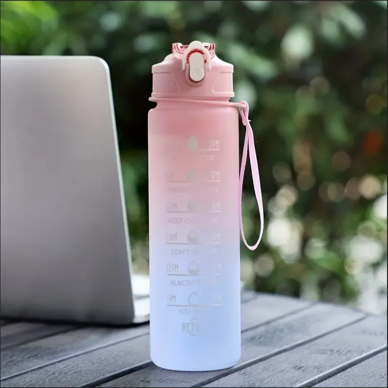 700ml Inspirational Outdoor Sports Water Cup With Time Scale And Drop-Resistant Lid - Portable And Fashionable Peaceful Pleasures Health and Wellness