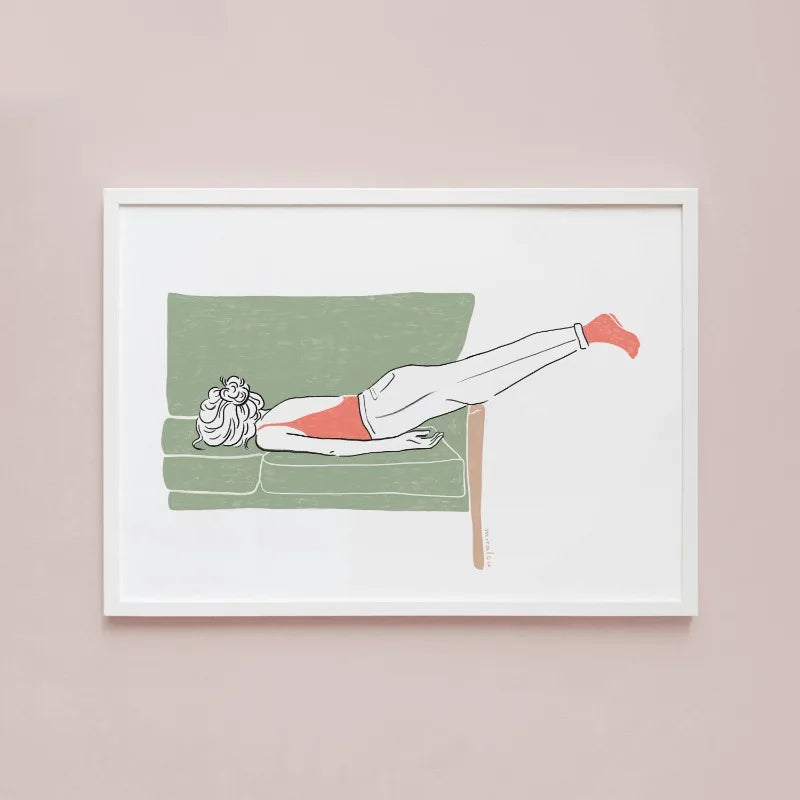 Modern Minimalist Line Girl Illustration Poster Girly Busy Resting Reading Book Canvas Painting Wall Art Living Room Home Dec Peaceful Pleasures Health and Wellness