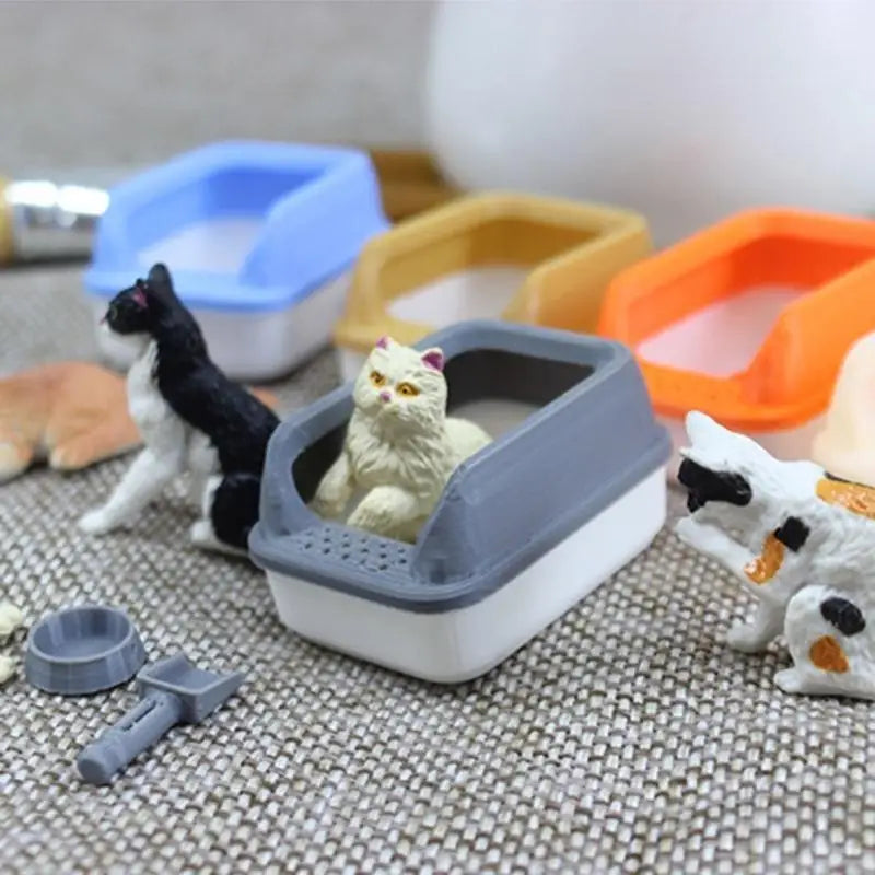 1:12 Dollhouse Miniature Pet Litter Box Set – Cat Playset