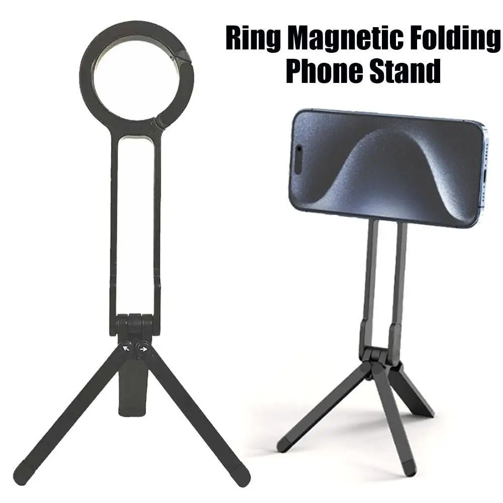 Magnetic Folding Phone Tripod Stand | Carabiner Ring iPhone Mount