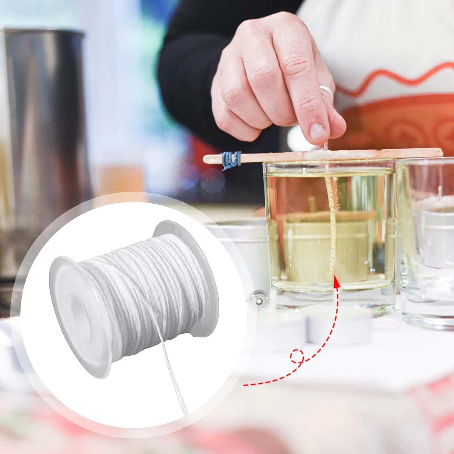 Pre-Waxed Cotton Candle Wick Spool 61m | DIY Soy Wax Candle Making