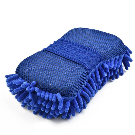 1 Pc Blue Microfiber Chenille Car Wash Sponge Care Washing Brush Pad Cleaning Tool Auto Washing Towel Gloves Styling Accessories Peaceful Pleasures Health and Wellness Default Title