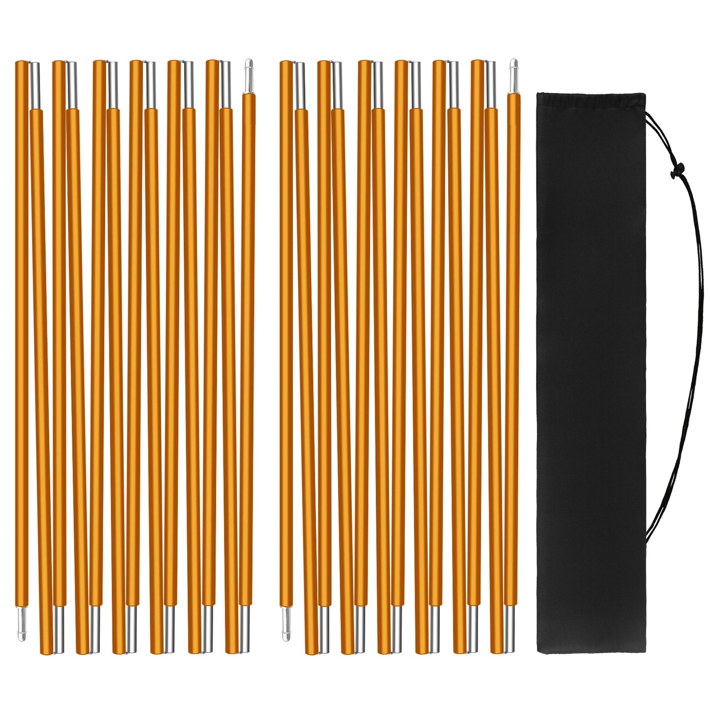 Tent Poles Replacement Aluminum Alloy Pre Assembled Tent Poles Camping Rod Parts for Hiking Outdoor Camping Repair Kit Peaceful Pleasures Health and Wellness 2Pcs 4.3M Gold