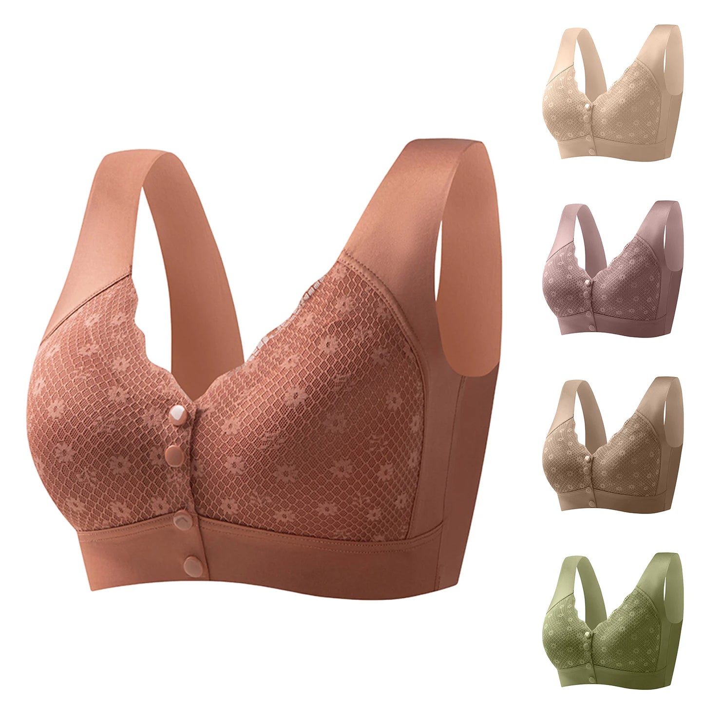 Mom's Lace Bra Wireless Front Closure Women's Underwear Brand Flagship Store Gathered No Steel Ring Comfortable Home Clothes Peaceful Pleasures Health and Wellness