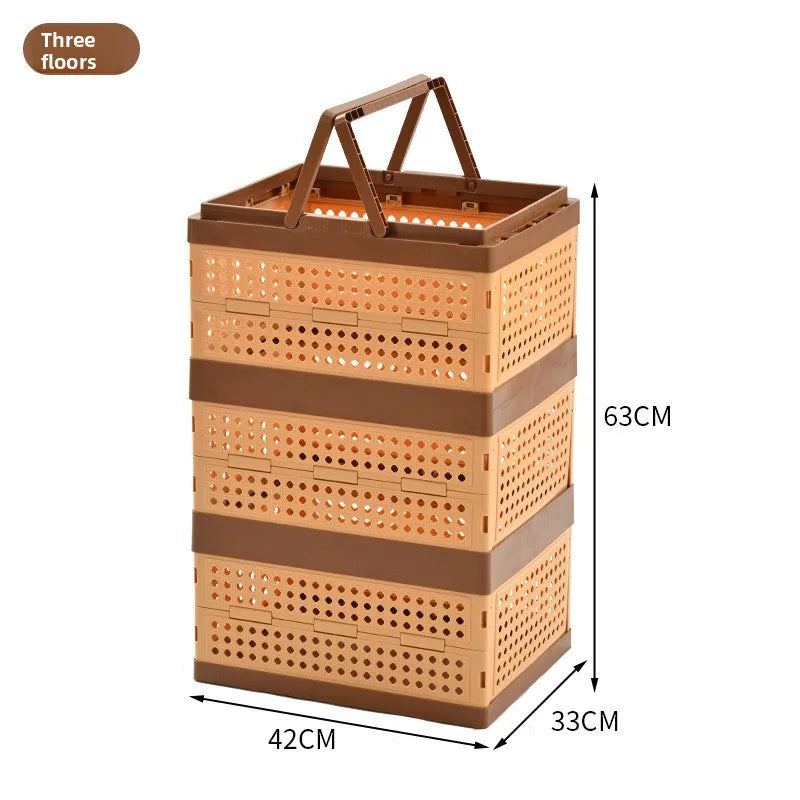 Foldable Storage Box with Wheels: Large Capacity Rolling Organizer for Clothes, Snacks, Toys & Books in Dorm Rooms or Homes Peaceful Pleasures Health and Wellness 3 Layer