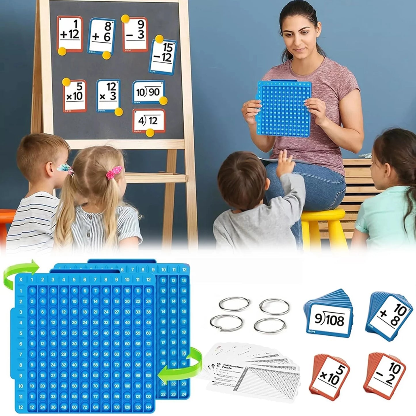 Math Flash Cards & Fidget Mat Set – 288 Cards for Kids