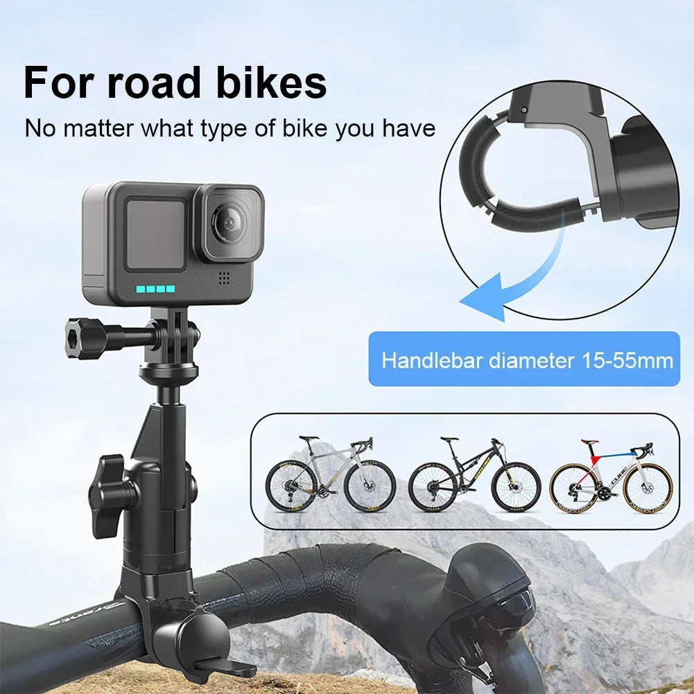 Motorcycle Bicycle Holder 360 Rotating Bicycle Handlebar Stand for Insta 360 X2 X3 X4 Go Pro 12 11 10 Peaceful Pleasures Health and Wellness