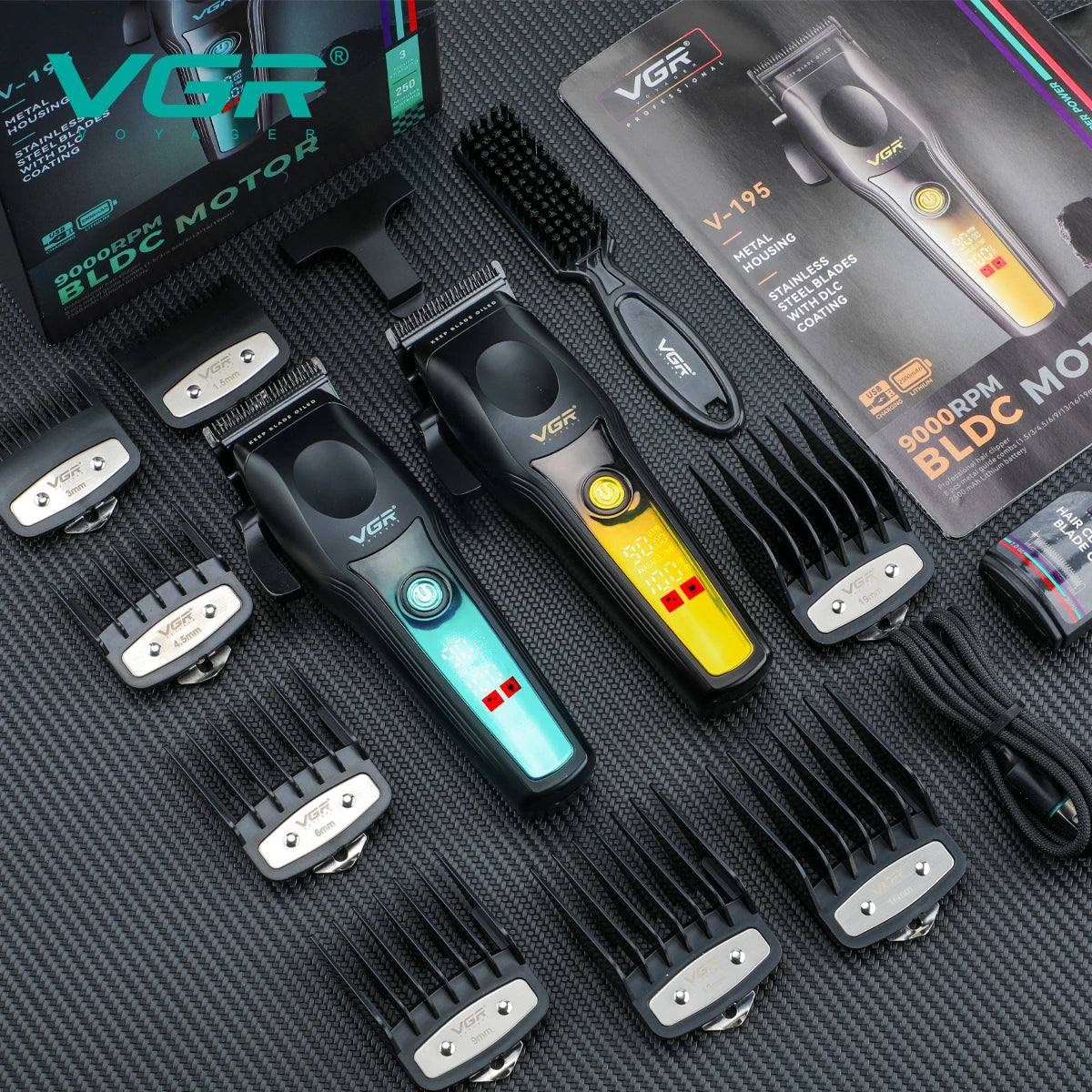 VGR New High end Hair Clipper Metal Body Titanium Alloy Sharp Blade Hair Trimmer LCD Intelligent Digital Shaving Machine V-195 Peaceful Pleasures Health and Wellness