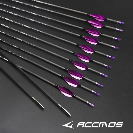 ID3 Arrow Carbon Sp350-1000 Purple Spin Feathers Recurve Compound Bow Peaceful Pleasures Health and Wellness sp350 12pcs 32in