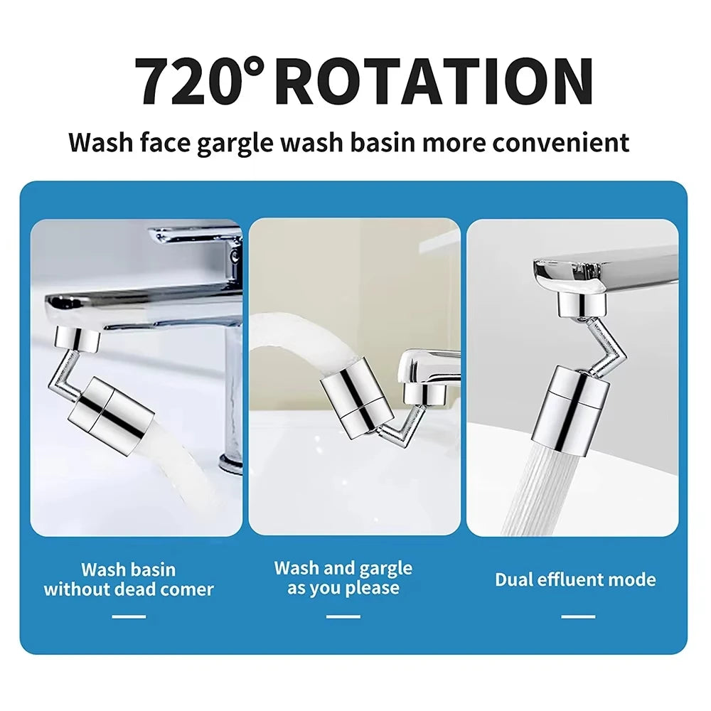 720 Degree Universal Faucet Washbasin Faucet Extension Adapter Aerator Splash Proof Rotating Water Saving ABS Plastic Faucet Peaceful Pleasures Health and Wellness
