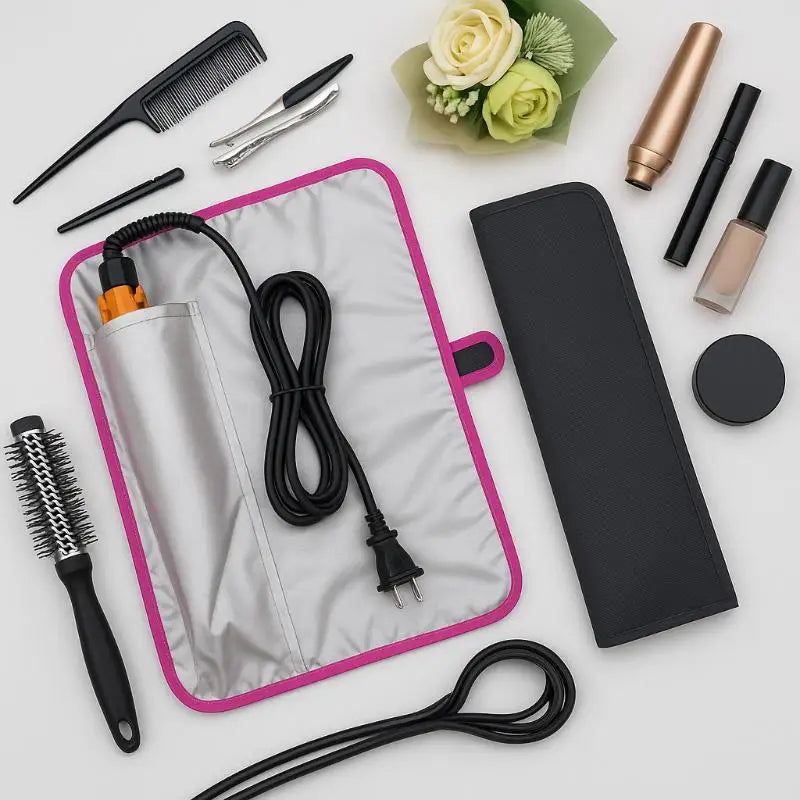 Portable Anti-Heat Mats Heat Resistant Mat Pouch For Hair Straightener Flat Iron Curling Iron Prevent Burns Styling Organizer Peaceful Pleasures Health and Wellness