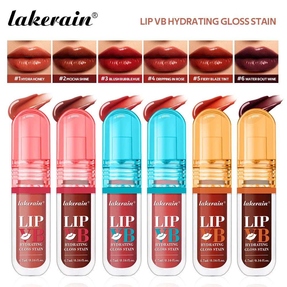 LIP VB Hydrating Gloss Stain – 12Hr Moisture & Vanilla, 6 Shades