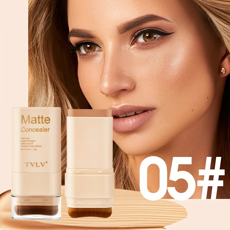 2-in-1 Concealer Eraser Dual-Head Foundation Stick with Brush Head Nine Colors European and American Waterproof Non-Caking Solid Foundation Cream 15G/Stick - 1 Stick Peaceful Pleasures Health and Wellness 05 15g