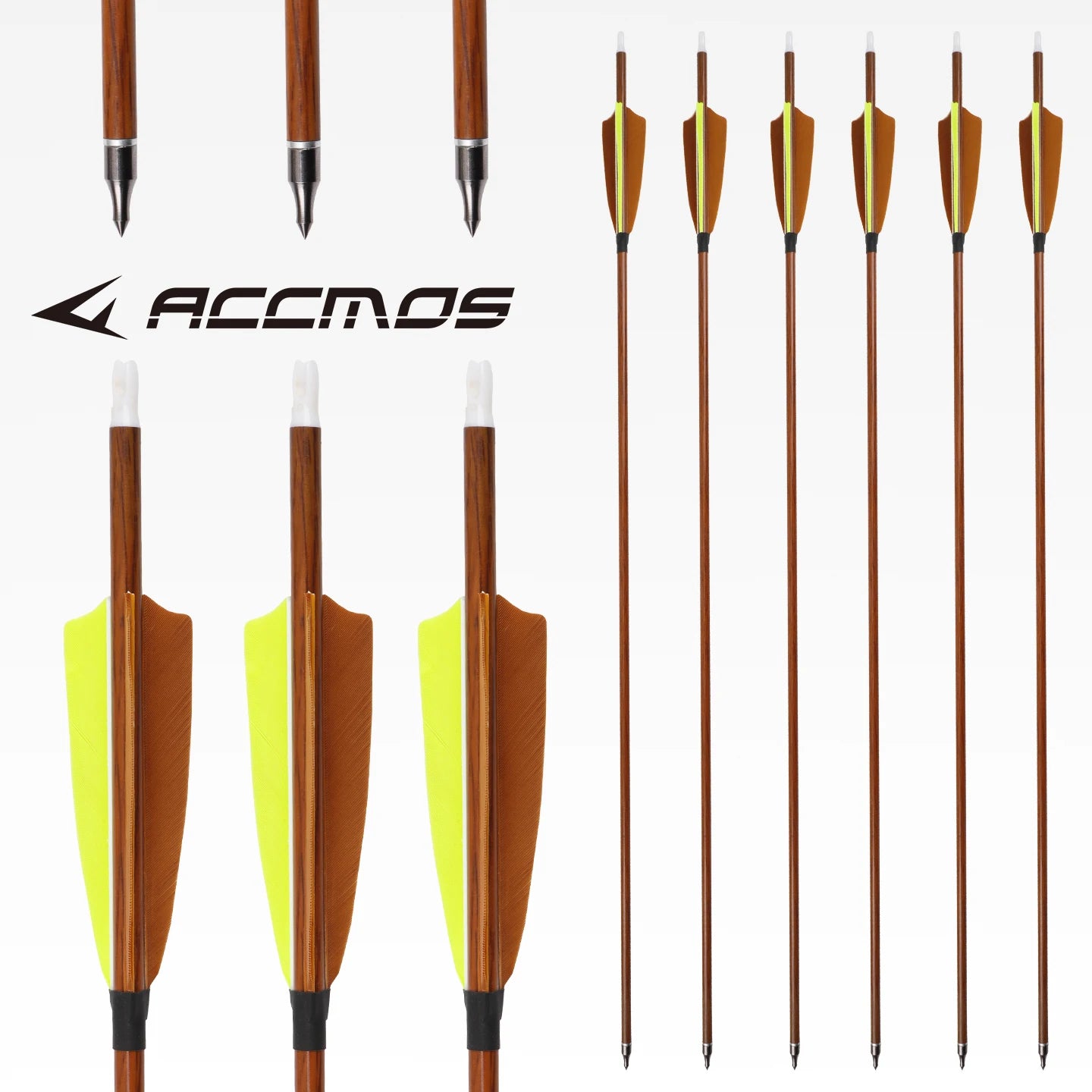 6 Wood Skin Mixed Carbon Arrows ID6 OD7 Field Archery Hunting
