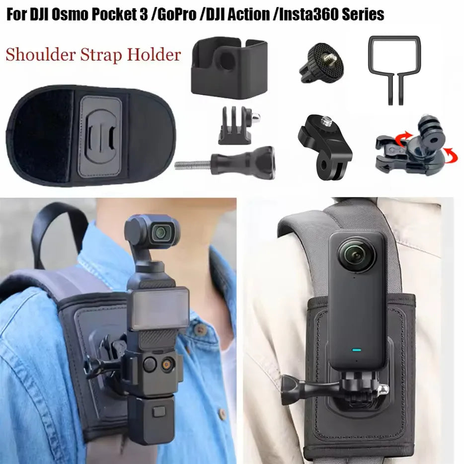 360° Rotating Backpack Strap Mount for GoPro, DJI & Insta360