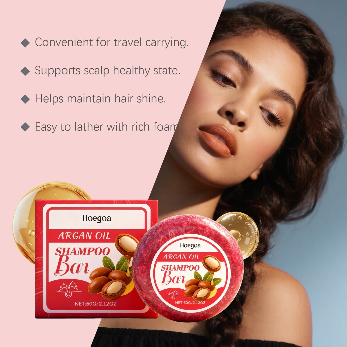 HOEGOA Argan Oil Shampoo Bar – Oil Control & Moisturizing 60g