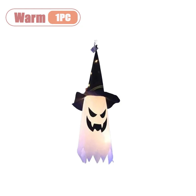 Halloween Witch Hat Ghost Hanging LED Decoration – 1-5 PCS