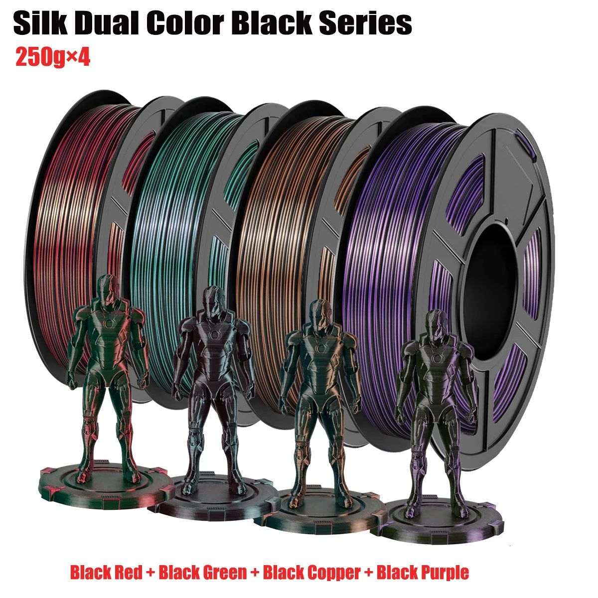 Silk Dual Color PLA Filament 1.75mm Bicolor Two-Tone 3D Print