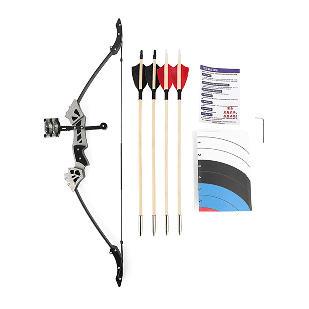 Mini Recurve Bow Archery Sets Wooden Arrows Target Paper Kids Toy