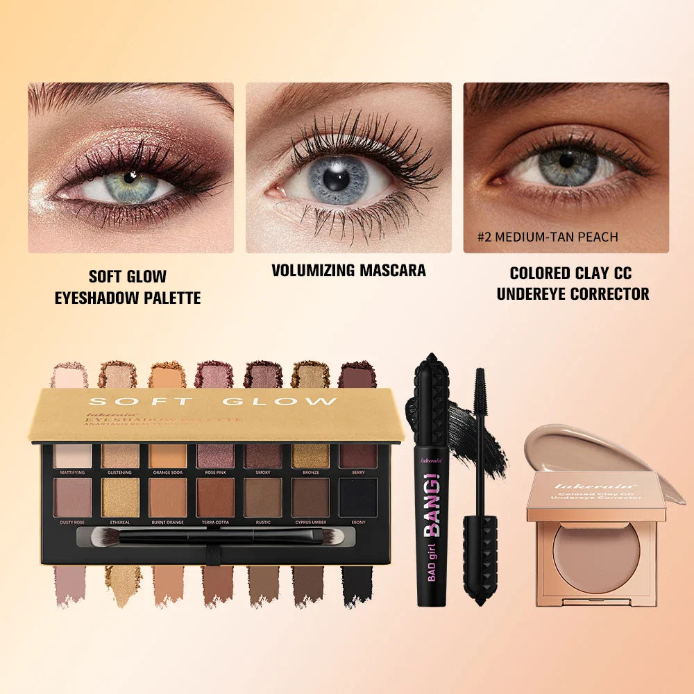 3-Piece Eye Makeup Kit: CC Corrector, Eyeshadow & Mascara