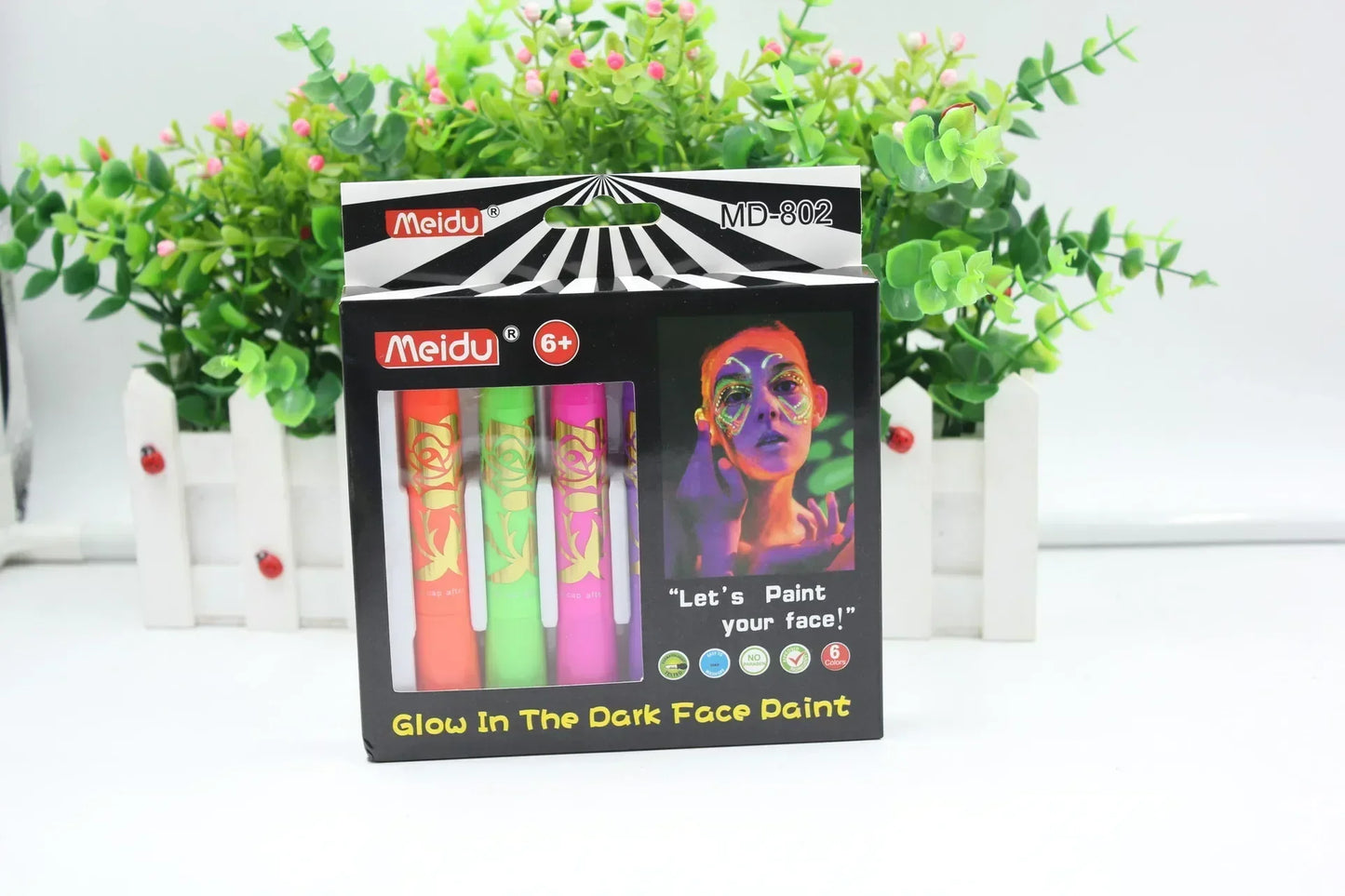 6-Color Face & Body Paint Crayon Set | Non-Toxic Glow Sticks