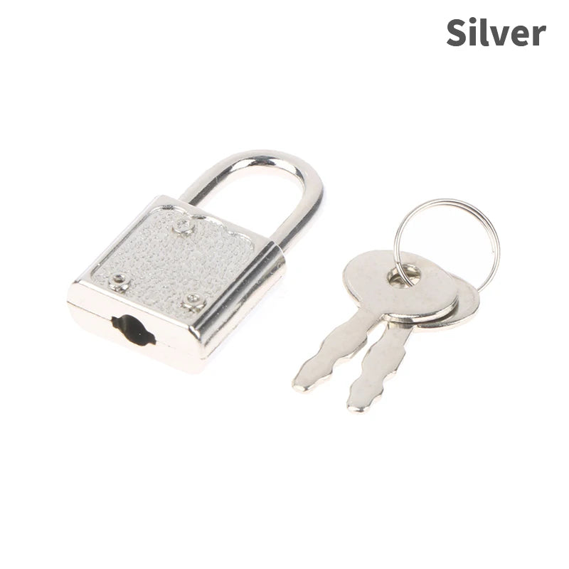 1Set 6Colors Rectangle Padlocks Mini Luggage Hardware Locks With Key Lock For Travel Wedding Jewelry Box Diary Book Suitcase Peaceful Pleasures Health and Wellness Silver
