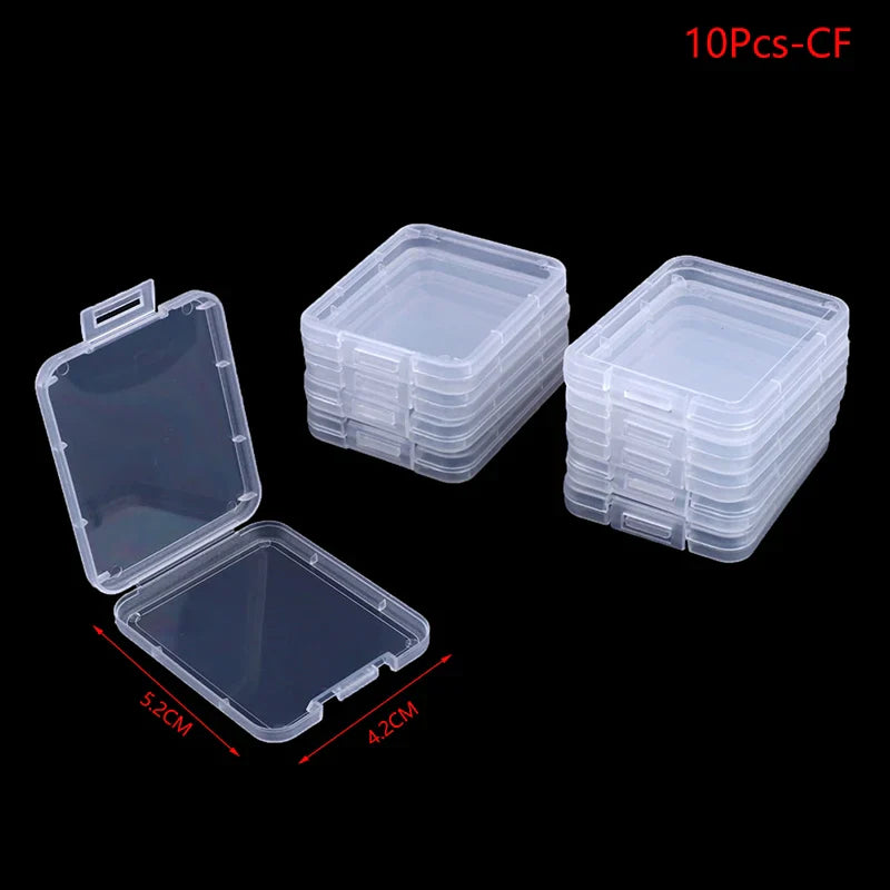 10-Pack Clear Memory Card Cases – SD, TF & CF Storage