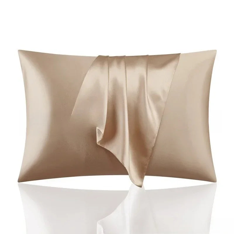 Silk Pillowcase Set of 2, Soft Breathable Mulberry Silk Pillow Cover for Hair and Skin, Luxury Zippered Pillow Case for Peaceful Pleasures Health and Wellness Champagne 1set 51x66cm