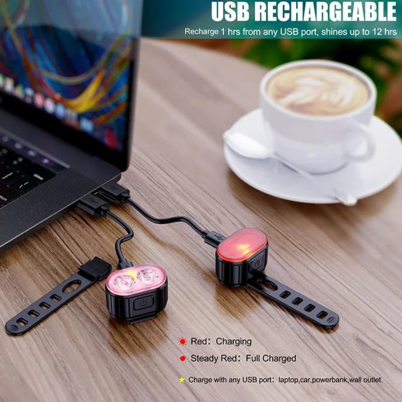 KDULIT Bike Light Set – USB Rechargeable LED Front & Rear Lights