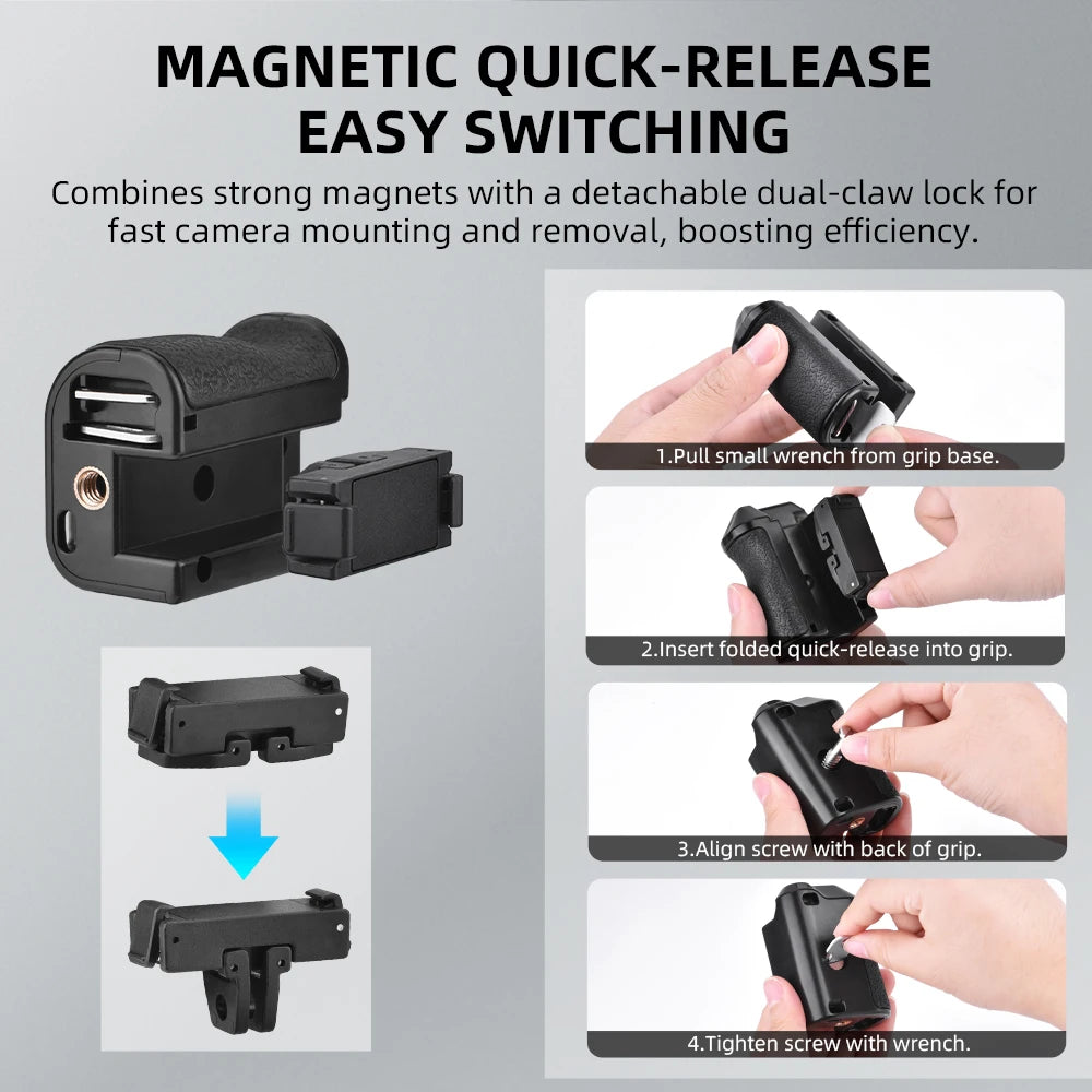 Black/Blue/Pink ABS For DJI ACTION 3/4/5 PRO Shutter Grip Action Camera Handle – Street Photography Essential Accessory Peaceful Pleasures Health and Wellness
