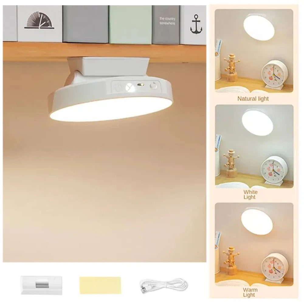 Adjustable Magnetic Reading Lamp 3 Color Temperature Adjustable Brightness Bedroom Table Lamp Round Punch Free Peaceful Pleasures Health and Wellness Beige