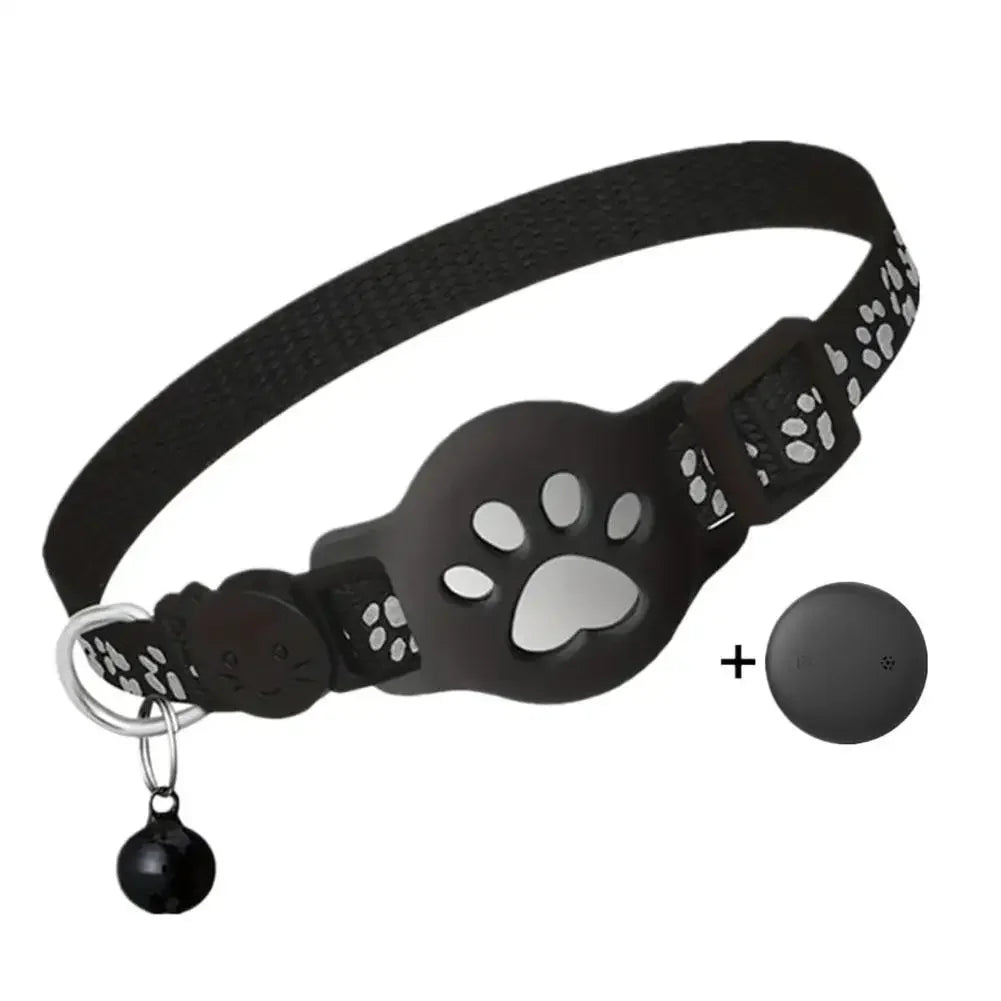 Cat Collar Compatible with Apple Airtag with Bell Adjustable Safety Buckle Reflective GPS Collar for Kittens Puppies Peaceful Pleasures Health and Wellness 01