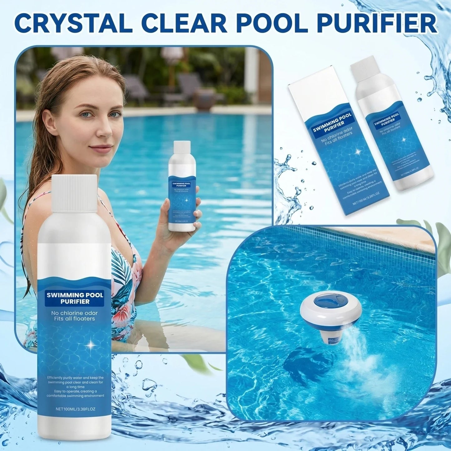 100ml Pool Purifier Liquid – Clarify Water & Remove Odors Fast