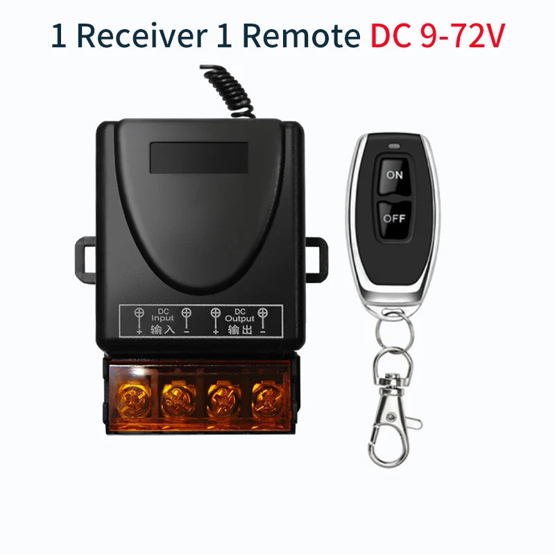 RF433Mhz Wireless Remote Control Smart Switch AC 75-220V/DC 9-72V 30A Relay On Off Receiver Transmitter For Water Pump Motor LED Peaceful Pleasures Health and Wellness 1V1 DC9-72V