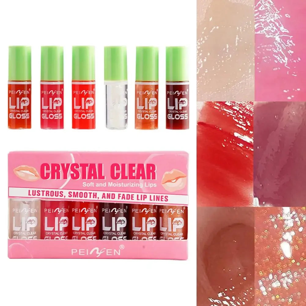 6PCS Moisturizing Lip Gloss Transparent Lip Oil Hydrating Lip Glaze Lip Plumper Hydrating Make Up Liquid Lipstick Set Cosmetics Peaceful Pleasures Health and Wellness
