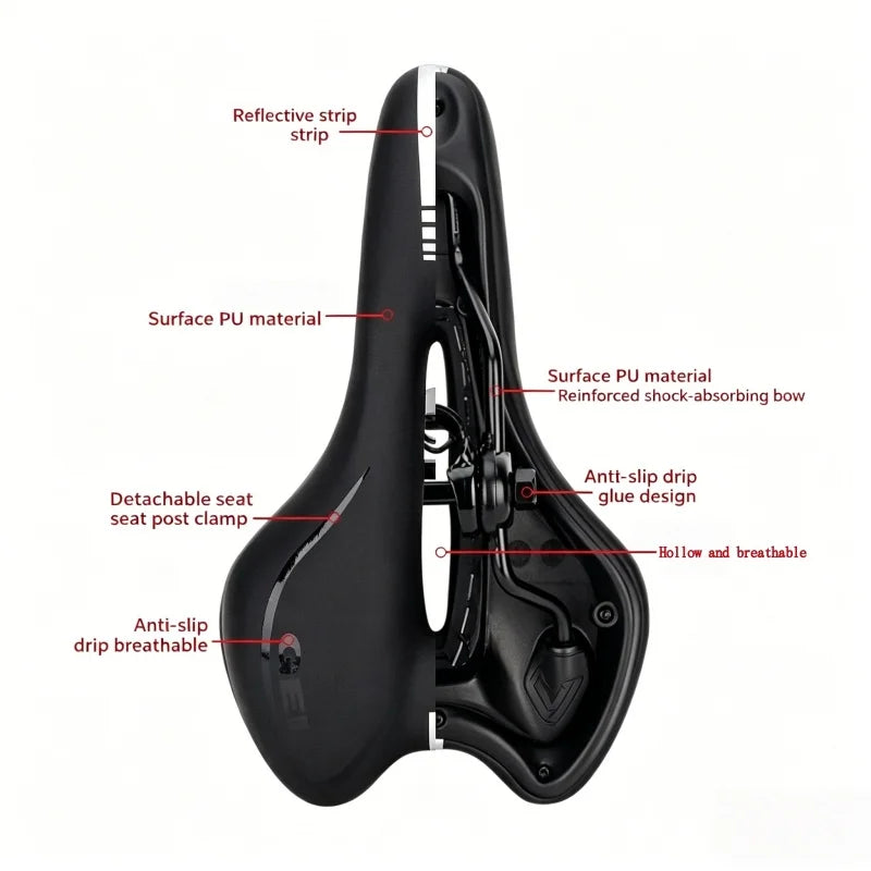 Road Bicycle Seat, Shock-Absorbing and Comfortable Polyurethane Leather Bicycle Seat, Time Trial Riding Accessories Peaceful Pleasures Health and Wellness