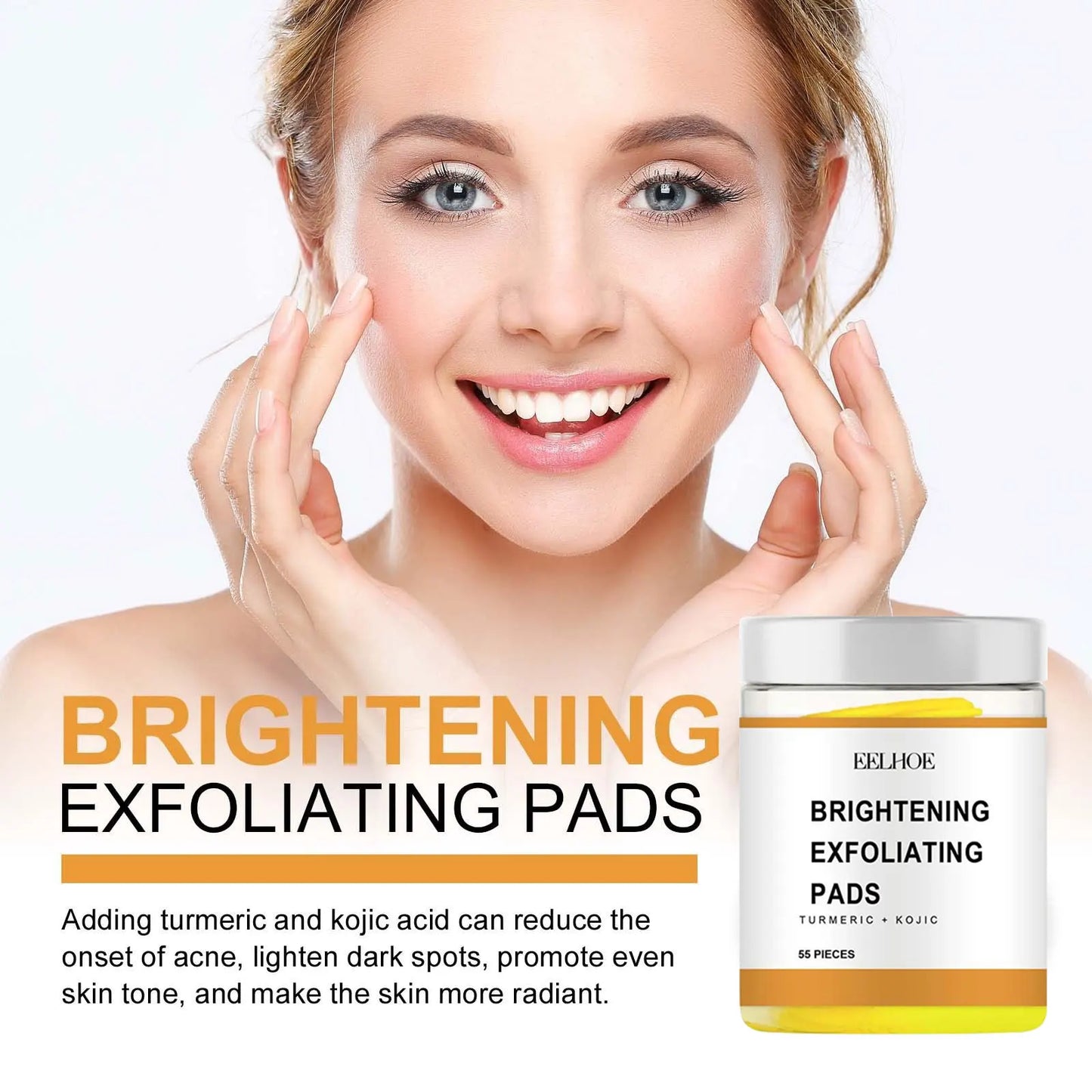 EELHOE Turmeric Kojic Acid Exfoliating Facial Pads 55Pcs