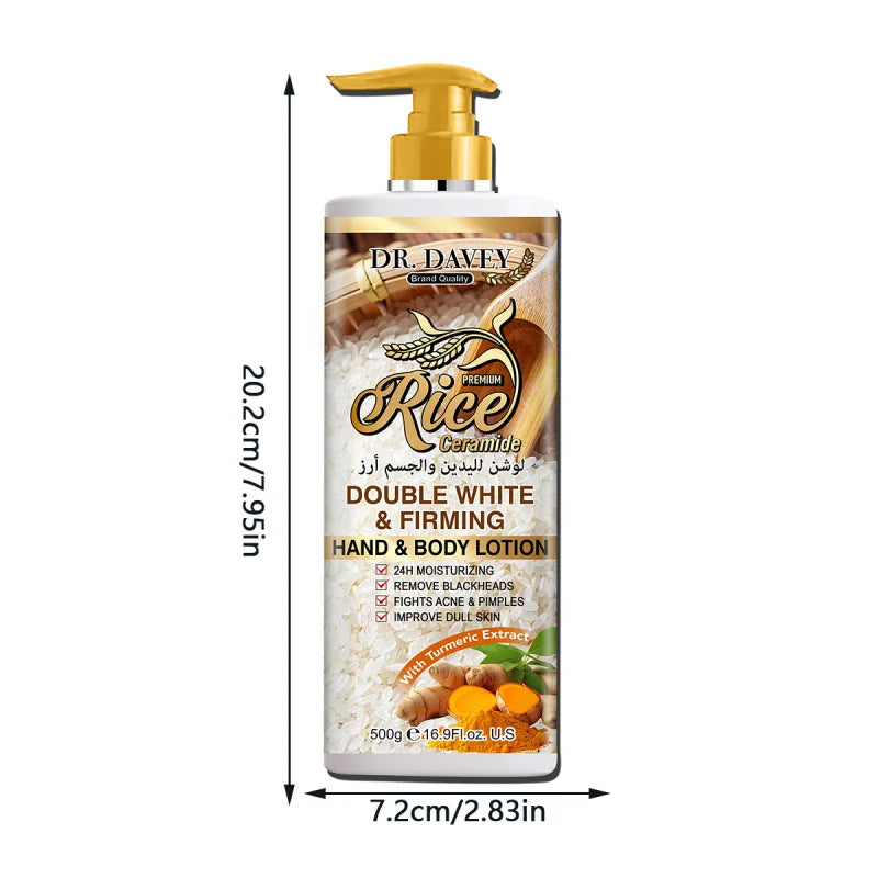 500ml DR.DAVEY Rice Body lotionLarge Capacity Body Lotion Moisturizing Body Lotion Skin Care Fragrance Refreshing Non-Greasy Peaceful Pleasures Health and Wellness