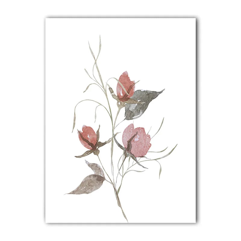 Nordic Botanical Canvas Wall Art – Minimalist Floral Poster Print Canvas Wall Art Peaceful Pleasures Health and Wellness 03 50x70cm NoFrame China Mainland