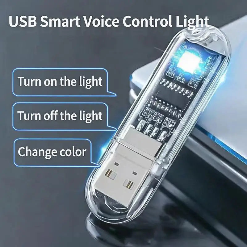 USB Sound Activated LED Night Light | AI Voice Bedside Lamp