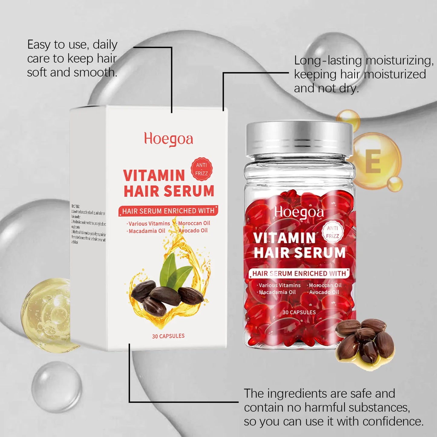 HOEGOA Vitamin Hair Growth Oil Capsules | Nourish & Thicken