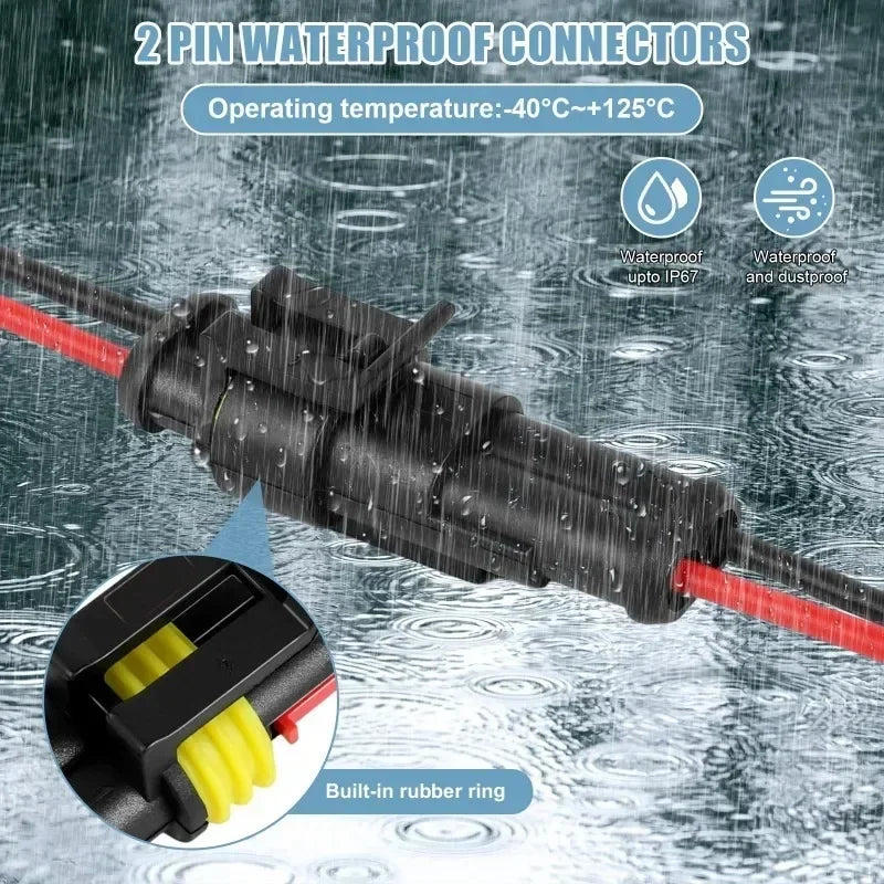 10-Pack Waterproof 2-Pin Connectors 16 AWG | Car Truck Boat
