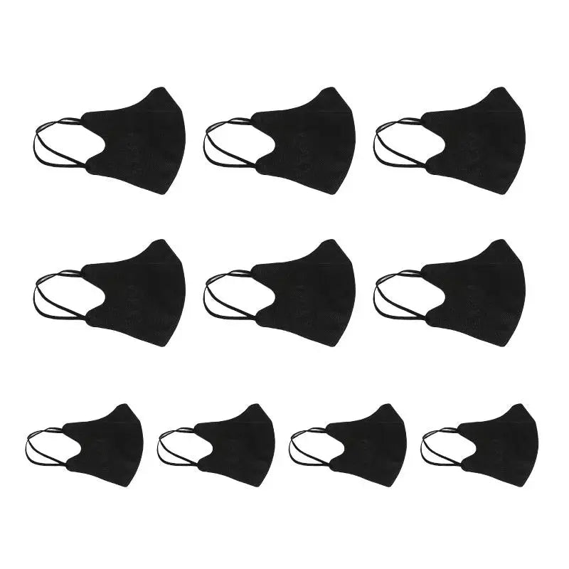 10/100Pcs Outdoor Disposable 3D Stereoscopic Face Masks Men and Women Unisex Solid Color Breathable Anti Dust Mask Peaceful Pleasures Health and Wellness Black