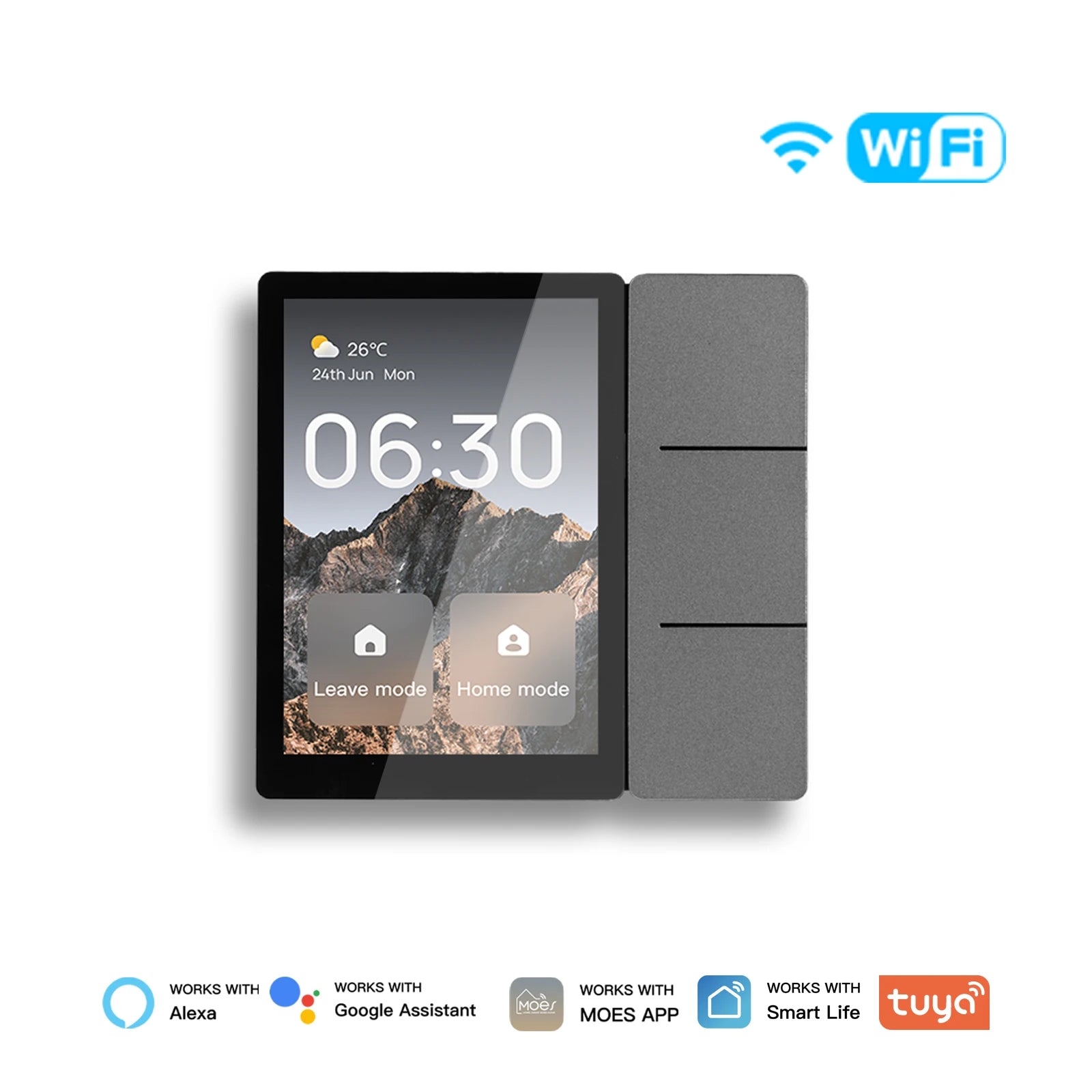 Tuya WiFi 3.5 inch Smart Center Control Panel Touch Central Screen 3 Relays Physical Buttons Bluetooth Sigmesh Hub Built-in Peaceful Pleasures Health and Wellness black