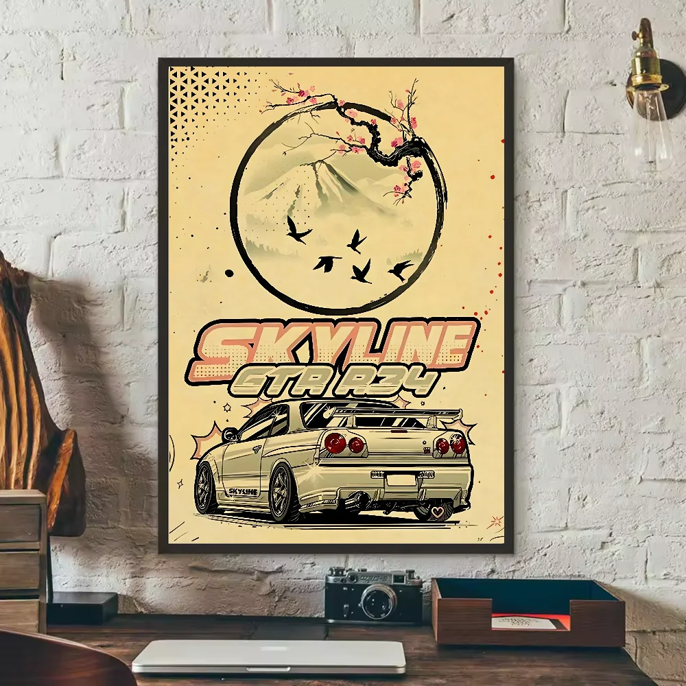 Japanese Cars Samurai Poster | HD Waterproof PVC Wall Art Wall Art Poster Peaceful Pleasures Health and Wellness