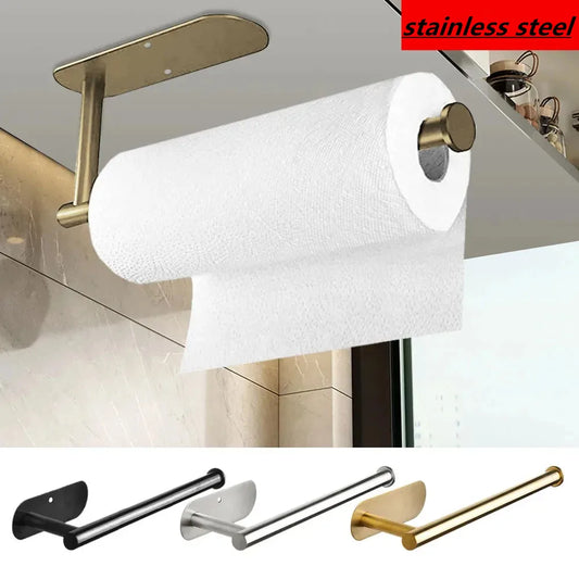 Stainless Steel Adhesive Paper Towel & Toilet Roll Holder Paper Towel Holder Peaceful Pleasures Health and Wellness
