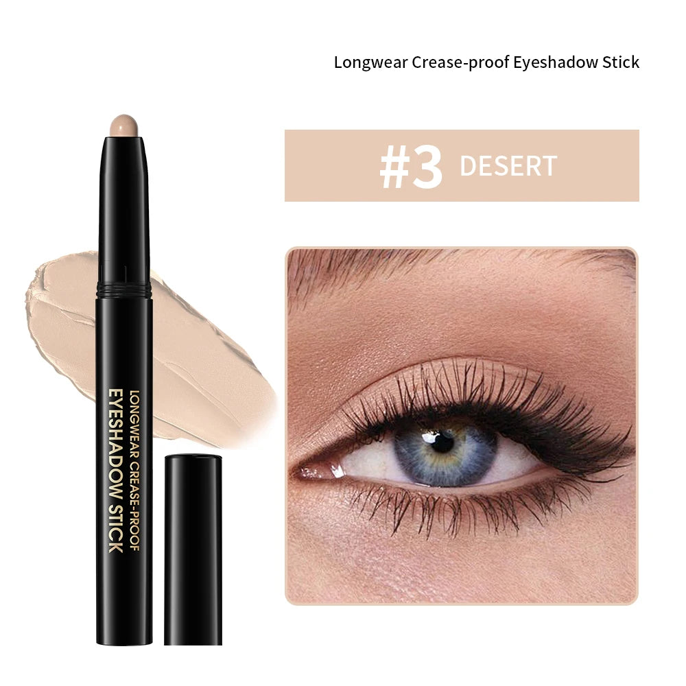 Waterproof 10 Colors Crease-proof Eyeshadow Pencil Stick Lasting Glitter Shimmer Matte Eye Shadow Highlighter Pen Eyes Makeup Peaceful Pleasures Health and Wellness 3DESERT MATTE