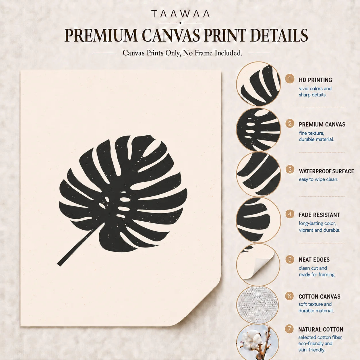 Minimalist Plant Wall Art, Black White Monstera Leaf Canvas Painting, Botanical Poster Print for Bedroom Living Room Wall Decor Peaceful Pleasures Health and Wellness